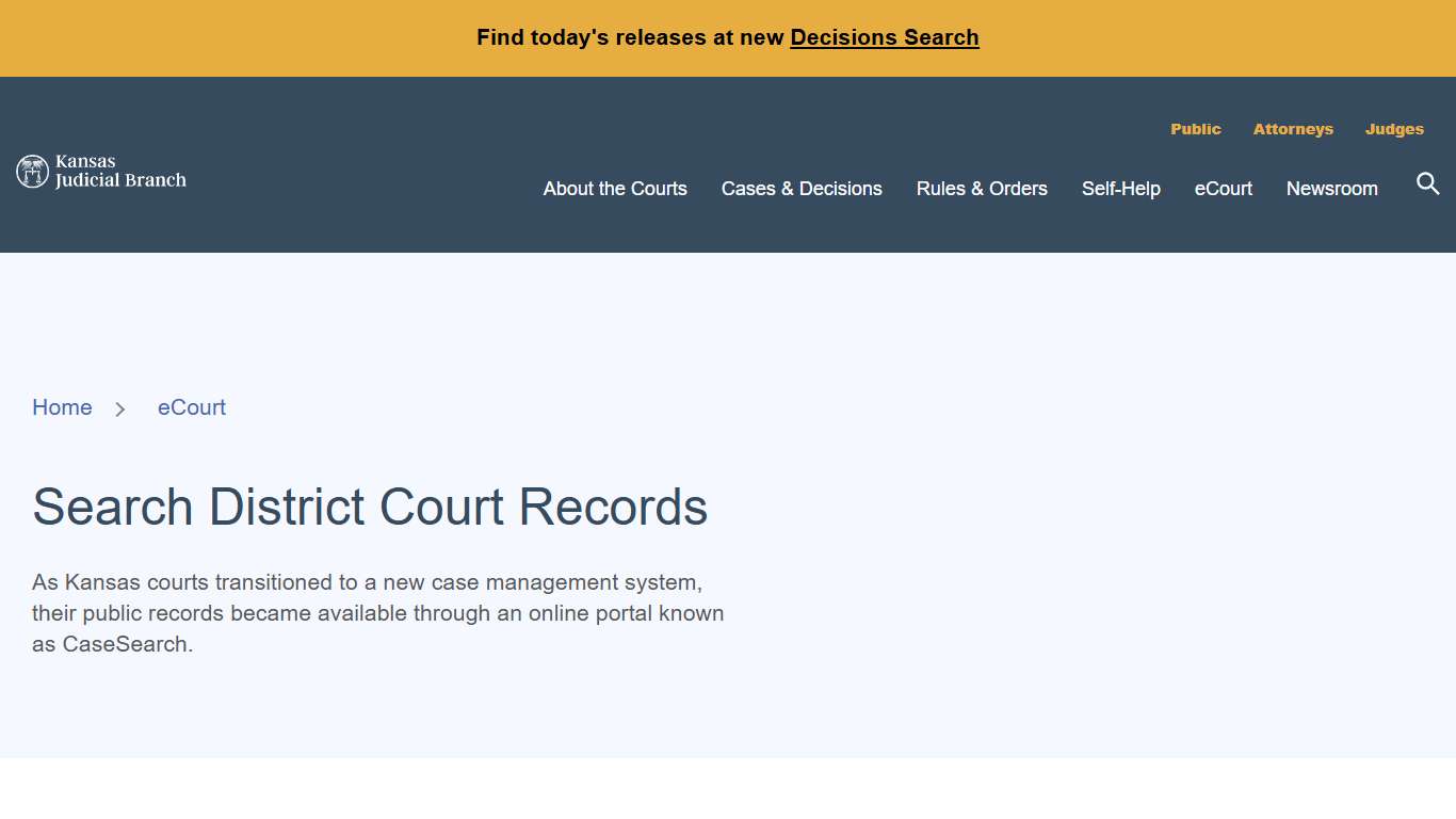 Search District Court Records - KS Courts